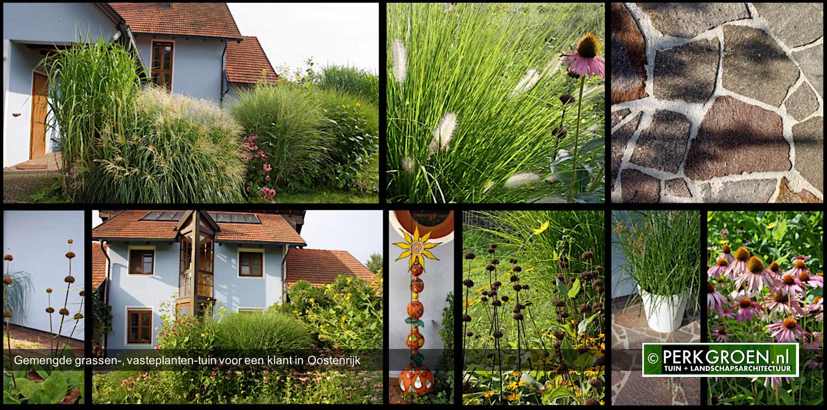 Gemengde grassen- vasteplanten-tuin voor een klant in Oostenrijk