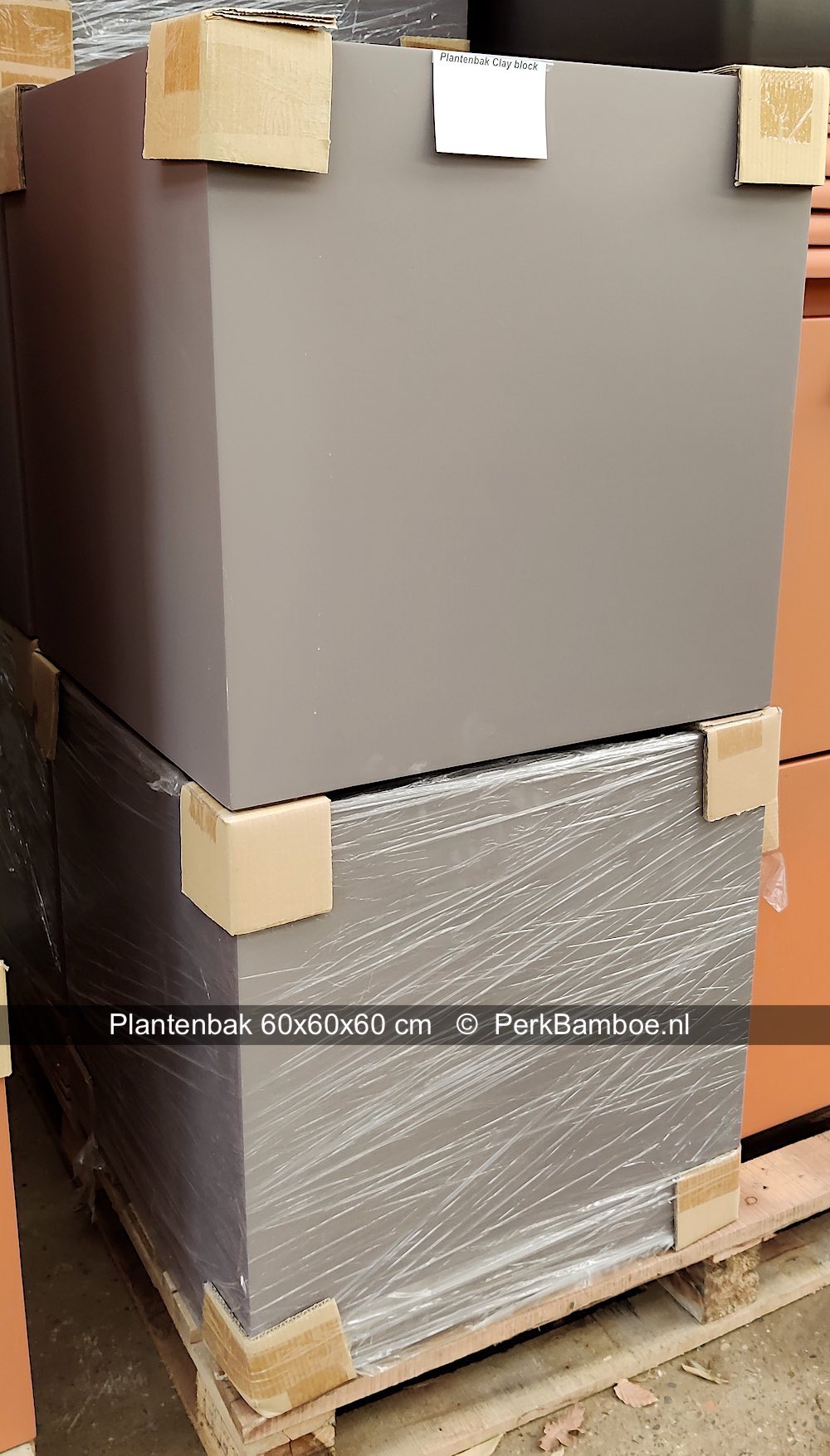 Plantenbak grijs leem vierkant kubus 60x60x60 cm PerkBamboe nl